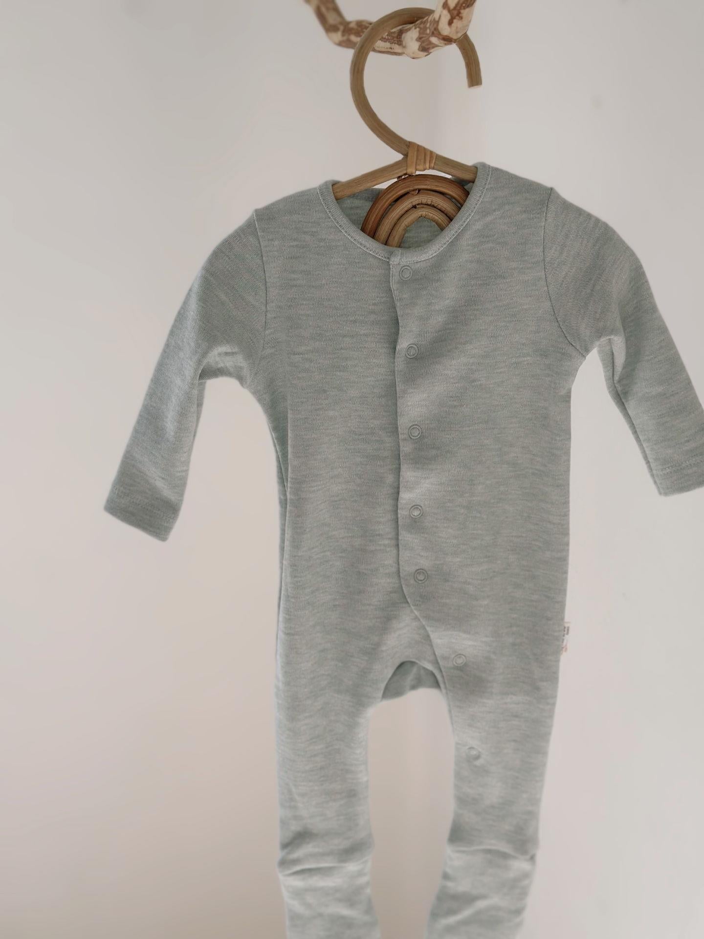 100% Cotton Oeko-Tex Certified Zipper-Closure Footed Romper Set – Almond Green (Set of 2)