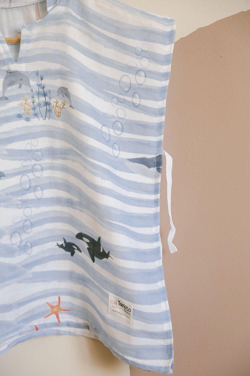 Ocean 100% Cotton Muslin Poncho – 1-5 Years