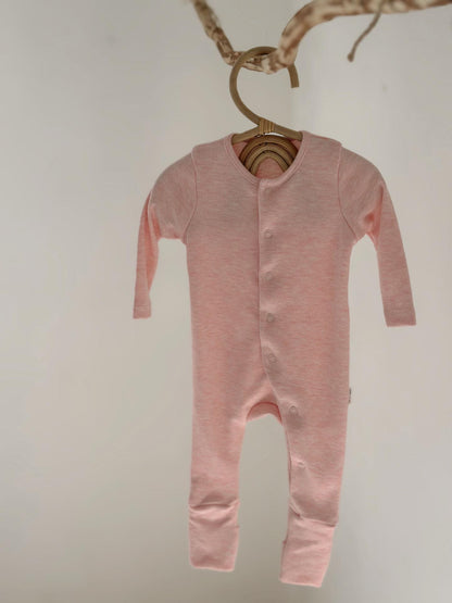 100% Cotton Oeko-Tex Certified Zipper-Closure Footed Romper Set – Pink (Set of 2)