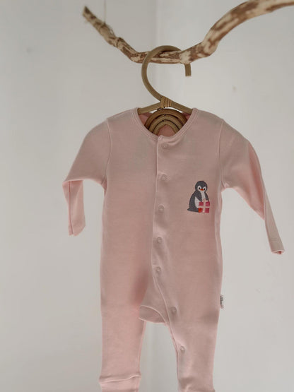 100% Cotton Oeko-Tex Certified Zipper-Closure Footed Romper Set – Pink (Set of 2)