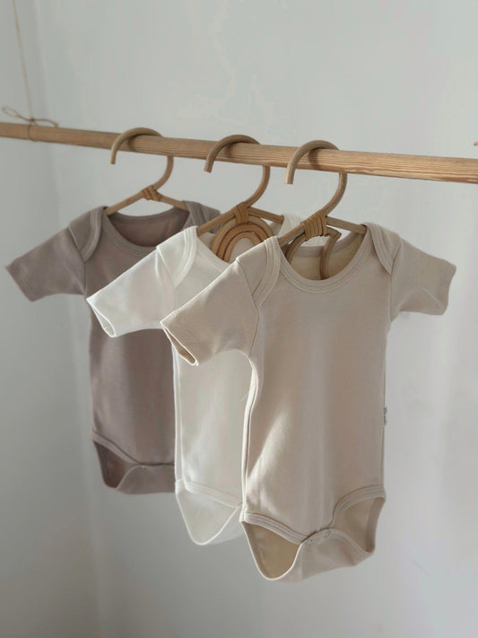 100% Cotton Oeko-Tex Certified Short Sleeve Bodysuit Set – Set of 3