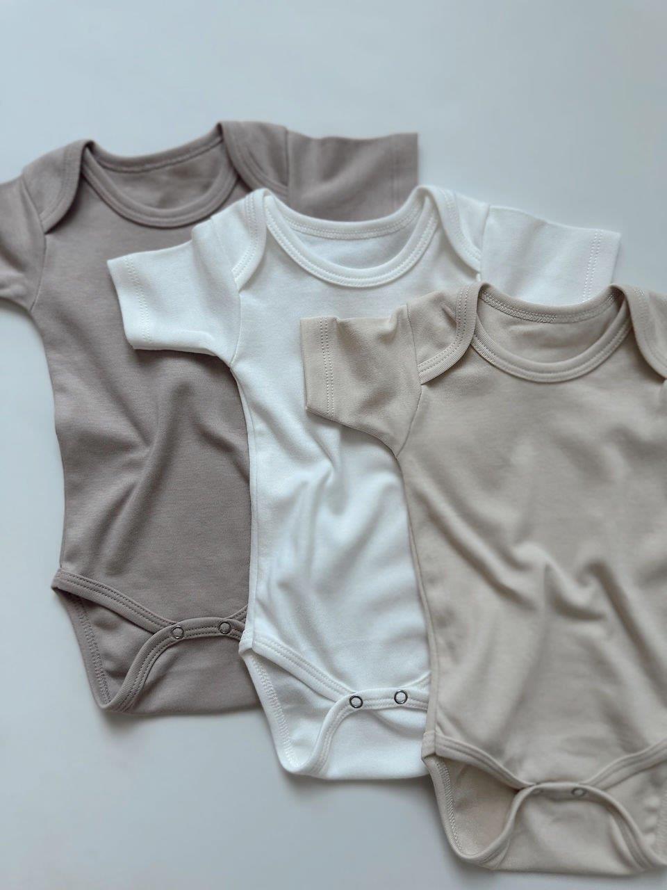 100% Cotton Oeko-Tex Certified Short Sleeve Bodysuit Set – Set of 3