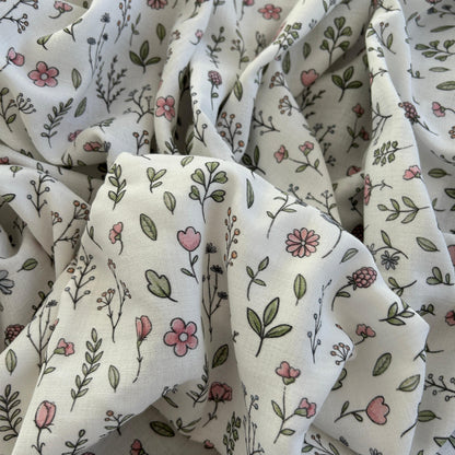 Crisp Flower Pattern Double Layer Cotton Muslin Fabric