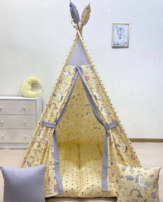 Luxe Yellow & Grey Play Tent
