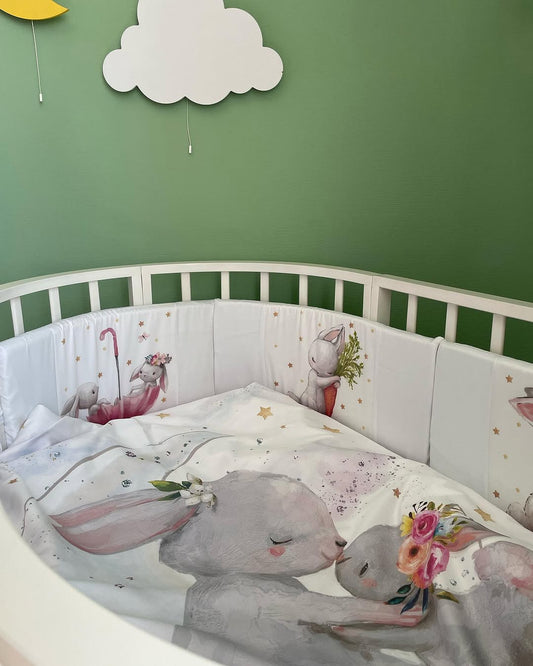 Whimsical Bunny-Themed Baby Bedding Set