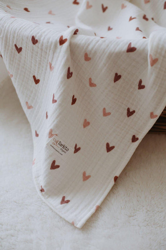 Heart 4-Layer Muslin Blanket 95x95cm