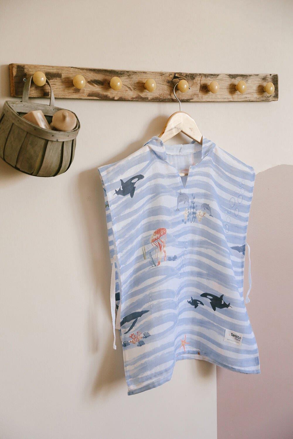 Ocean 100% Cotton Muslin Poncho – 1-5 Years