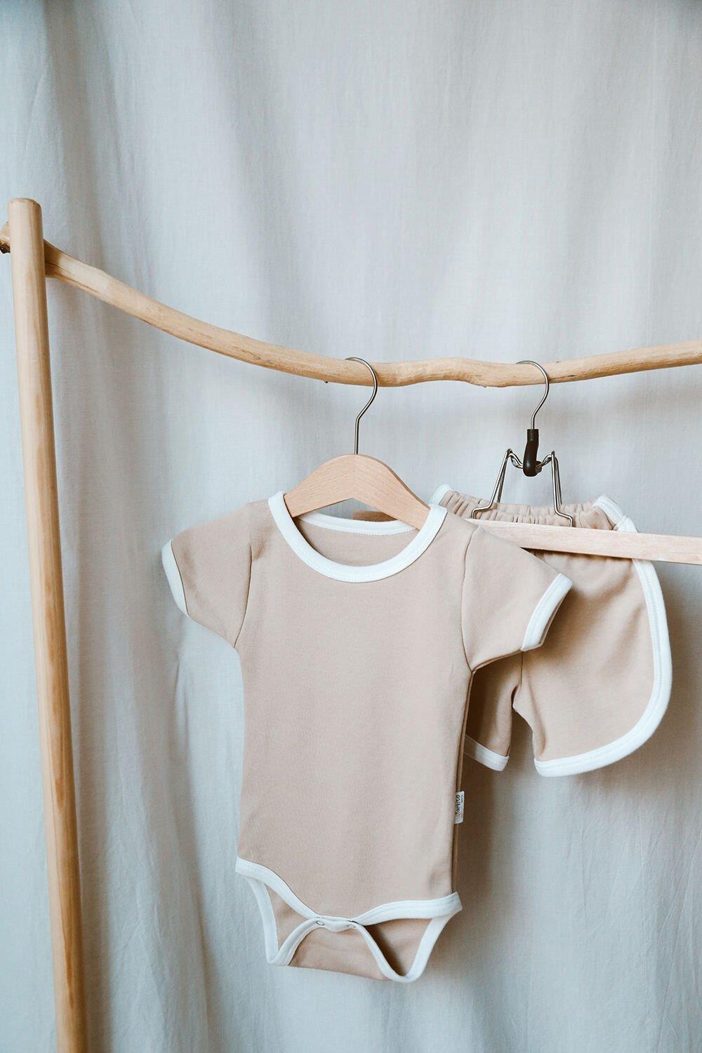 Summer Vibes | Camel Snap-Button Bodysuit & Shorts Set for Baby and Kids